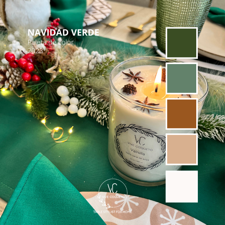 Funda Para Plato Base De Navidad  | Verde Musgo con Campanas