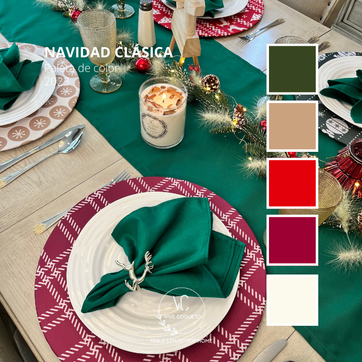 Funda Para Plato Base De Navidad  | Estilo Escocés Color Vino