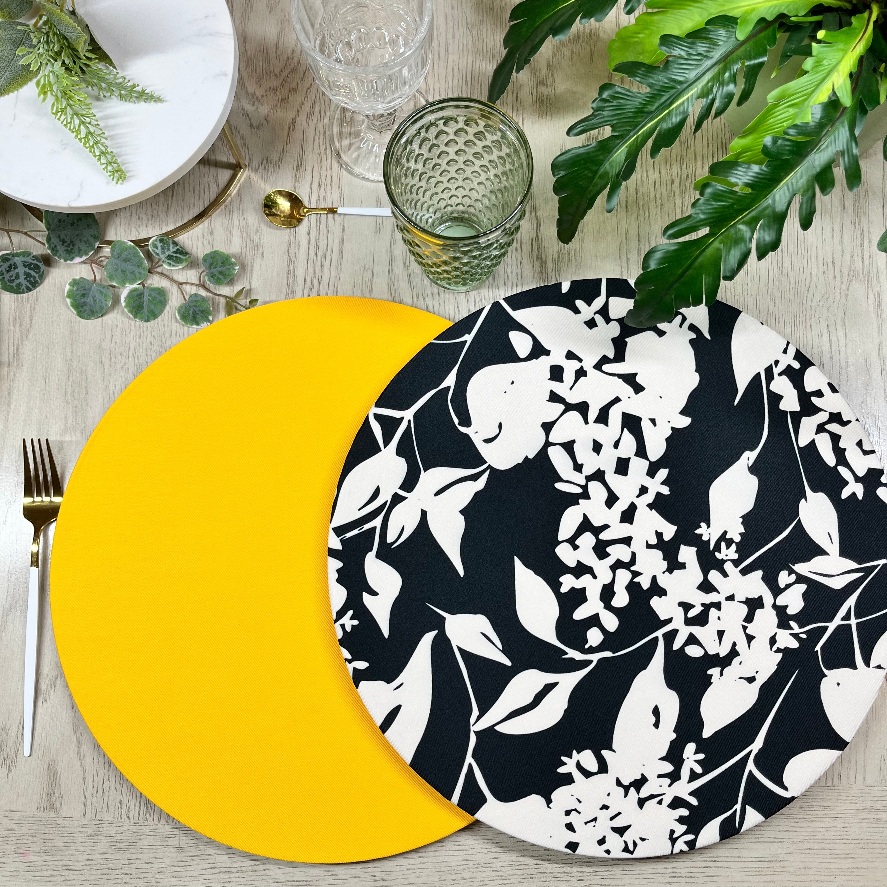 Funda para Plato Base I Flores Negras