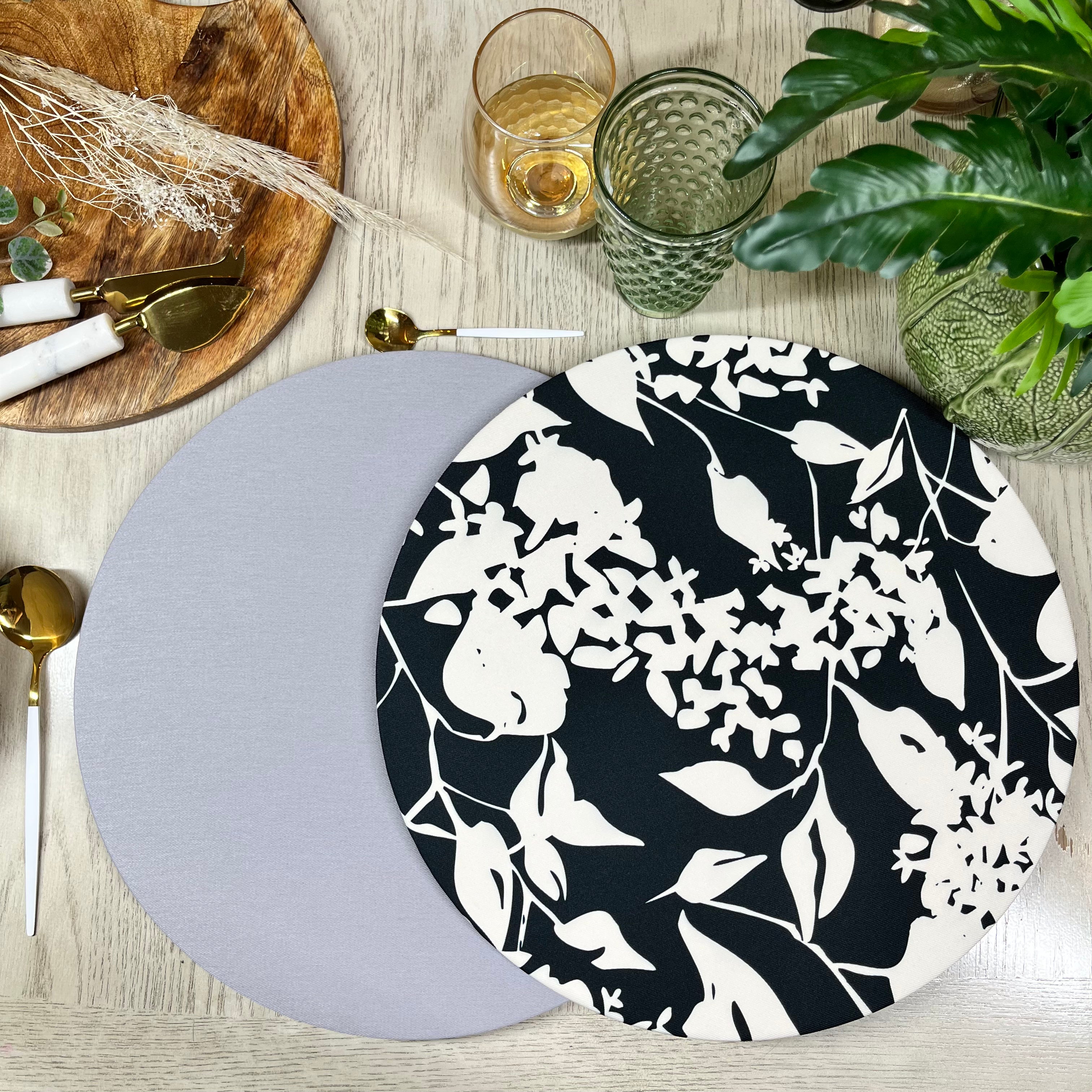 Funda para Plato Base I Flores Negras