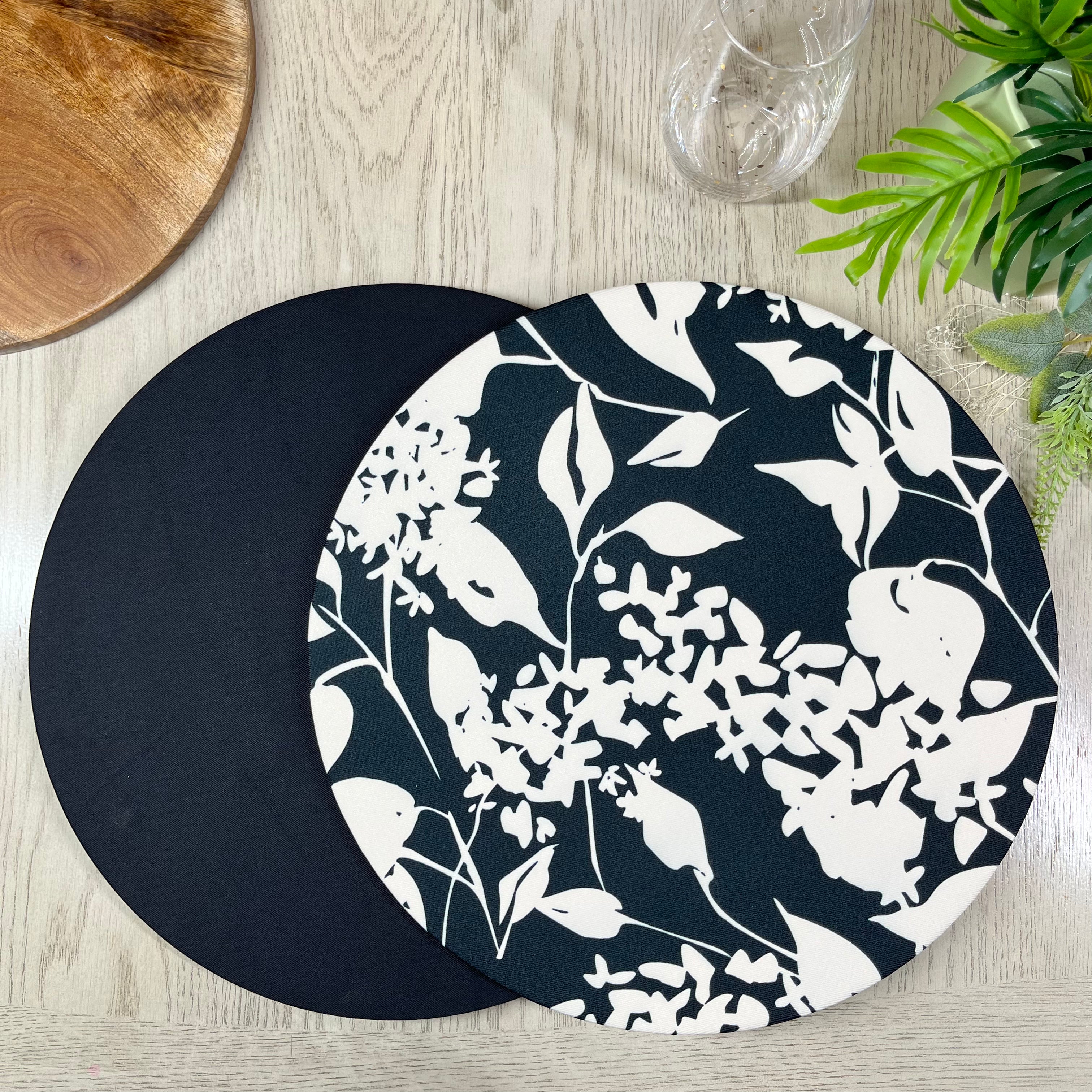 Funda para Plato Base I Flores Negras